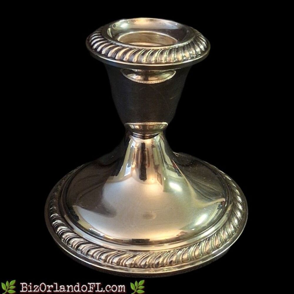 VINTAGE: Single Alvin S160 Sterling Weighted Candlestick Holder Gadroon Rim HTF